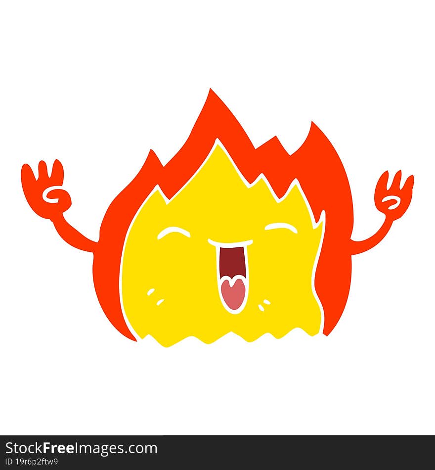 Cartoon Doodle Happy Red Flame