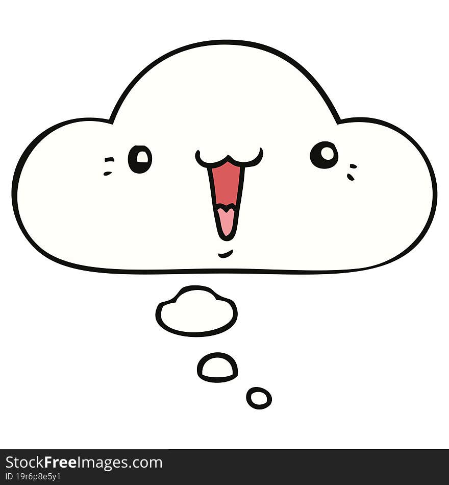 cute cartoon face with thought bubble. cute cartoon face with thought bubble