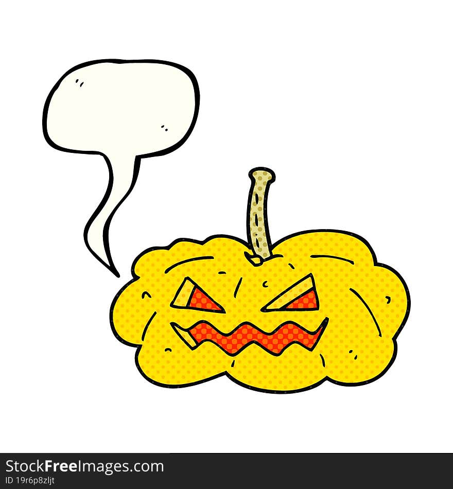 Comic Book Speech Bubble Cartoon Halloween Pumpkin