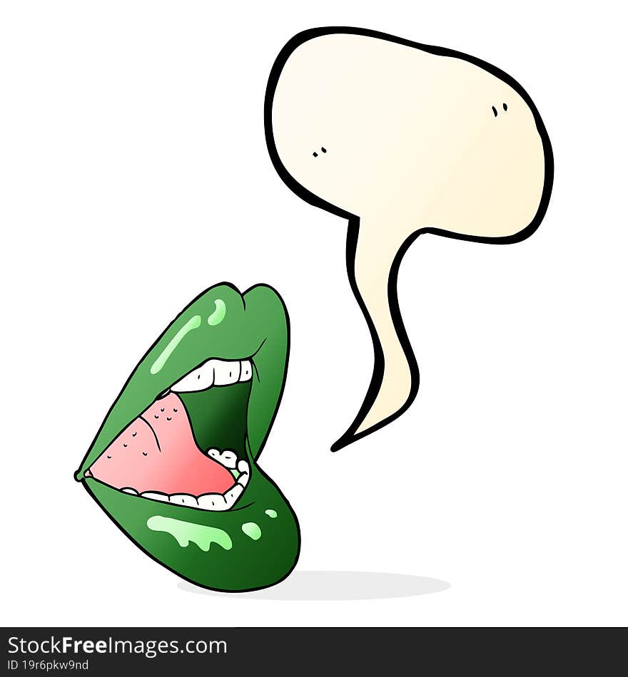 cartoon halloween mouth with speech bubble