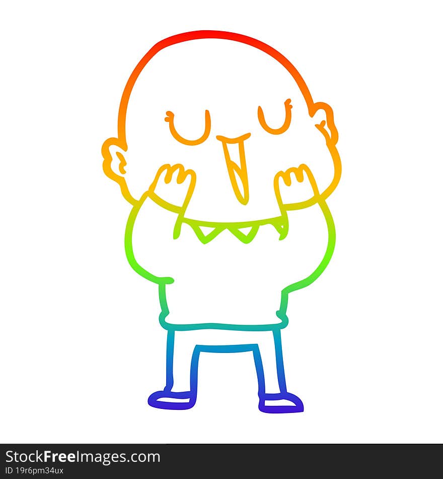 rainbow gradient line drawing happy cartoon bald man