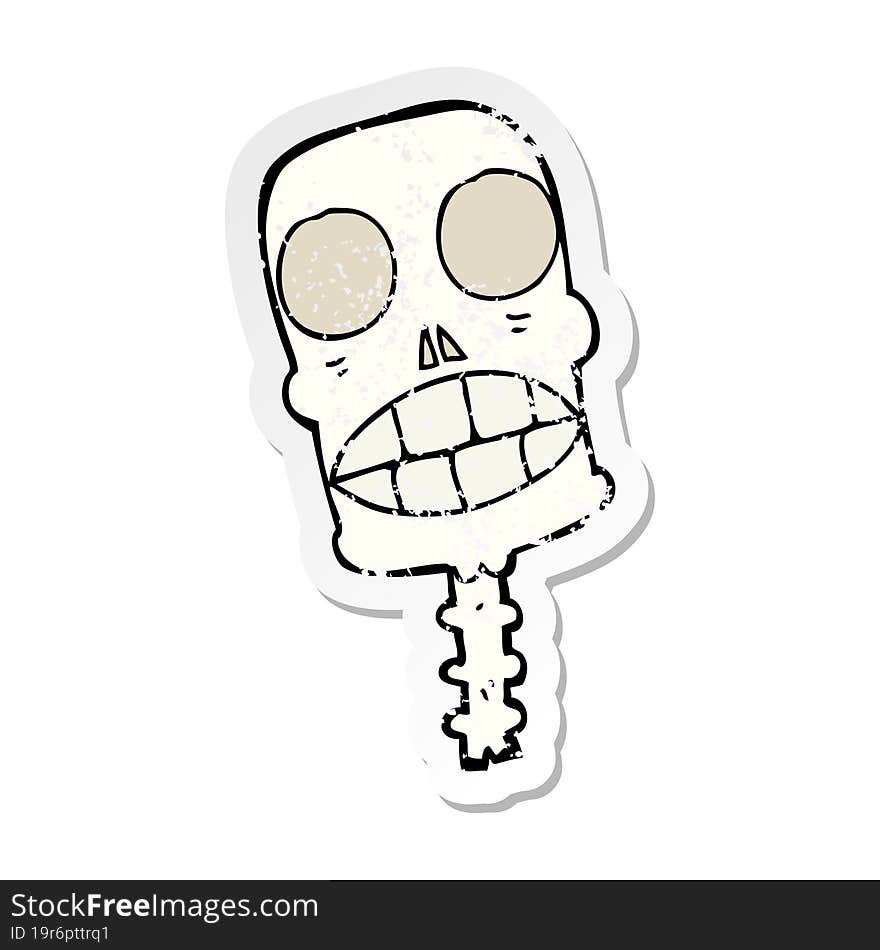 distressed sticker of a cartoon spooky skull