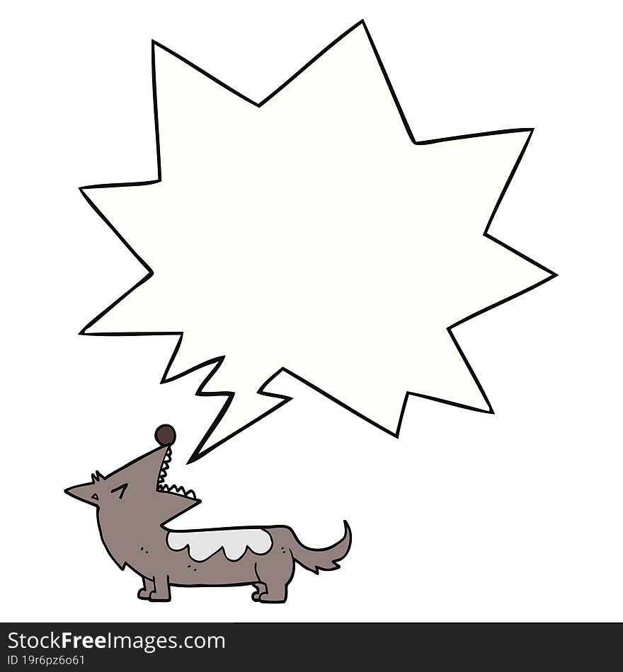 Cartoon Dog And Speech Bubble