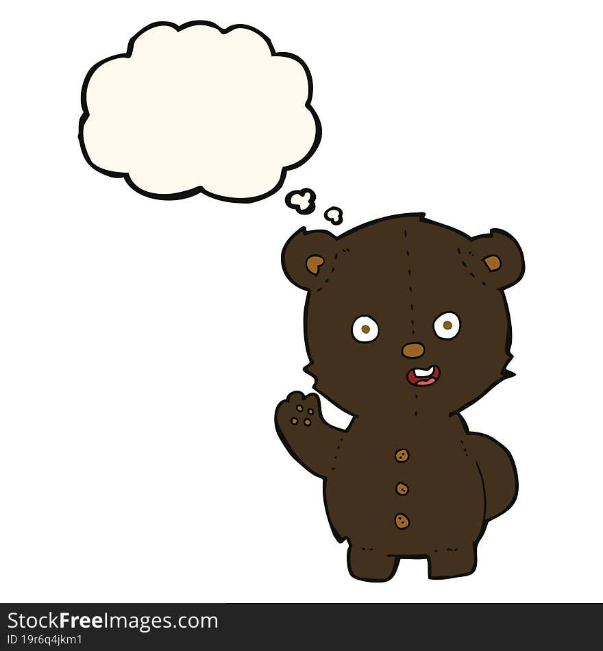 Cute Cartoon Black Bear With Thought Bubble