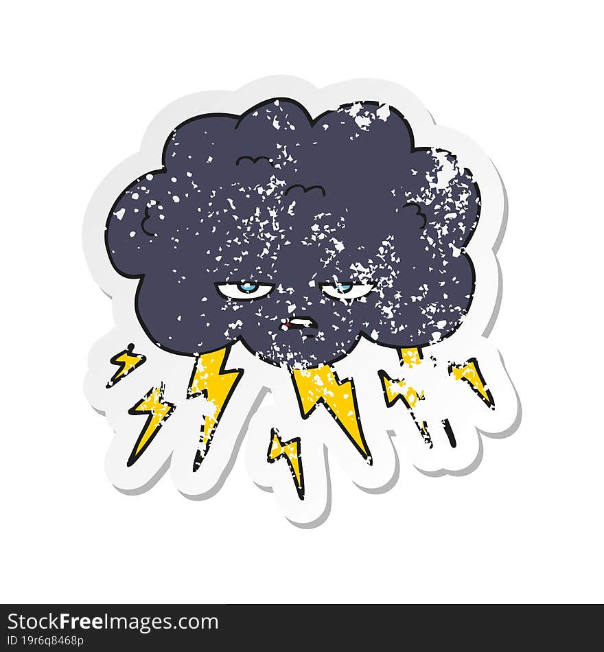 retro distressed sticker of a cartoon thundercloud