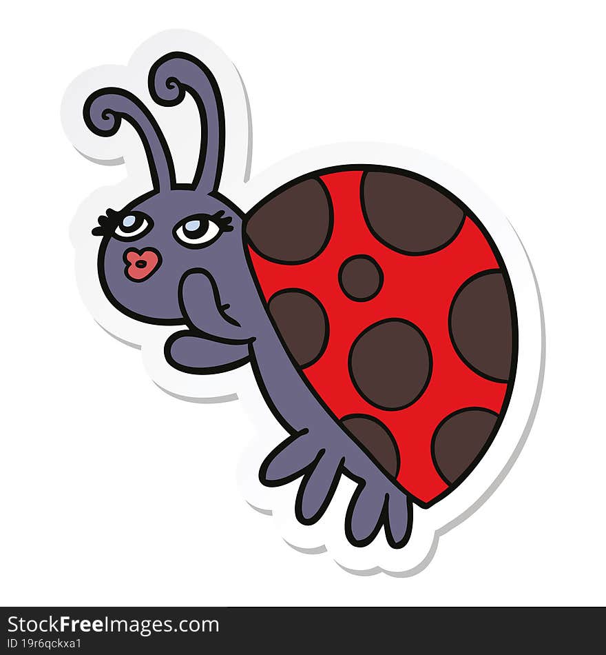 sticker of a cartoon ladybug