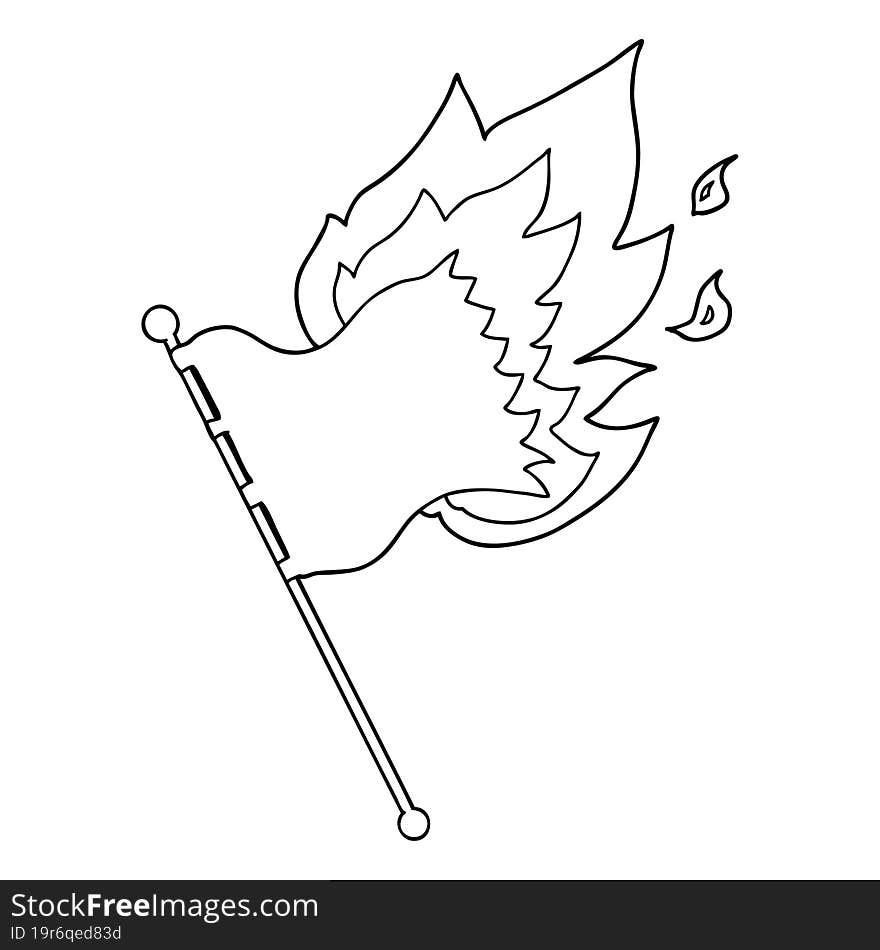 cartoon burning flag. cartoon burning flag