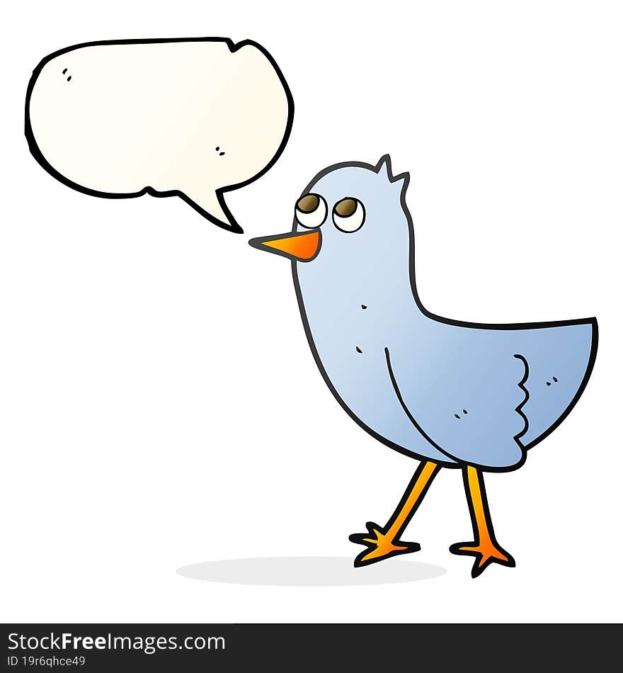 freehand drawn speech bubble cartoon bird