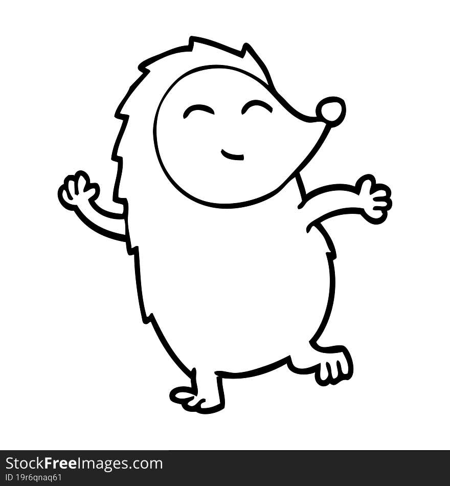 Line Drawing Cartoon Dancing Hedgehog