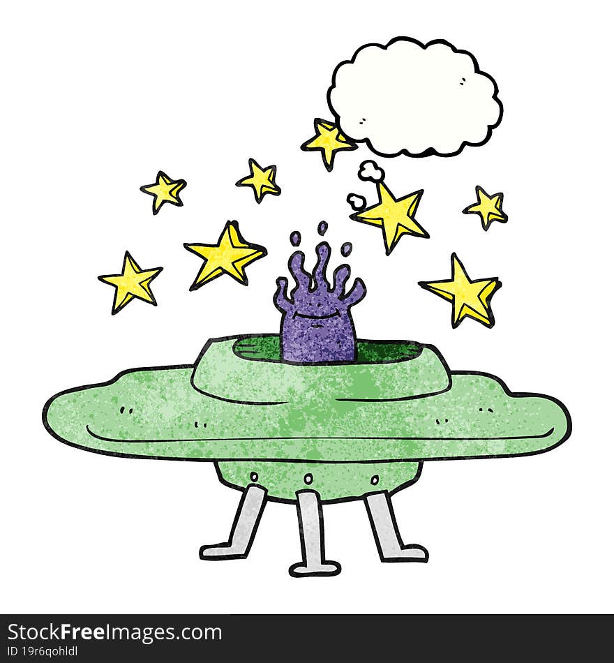 thought bubble textured cartoon flying saucer