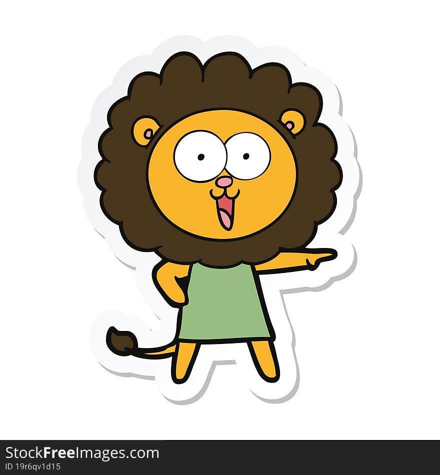 sticker of a happy cartoon lion