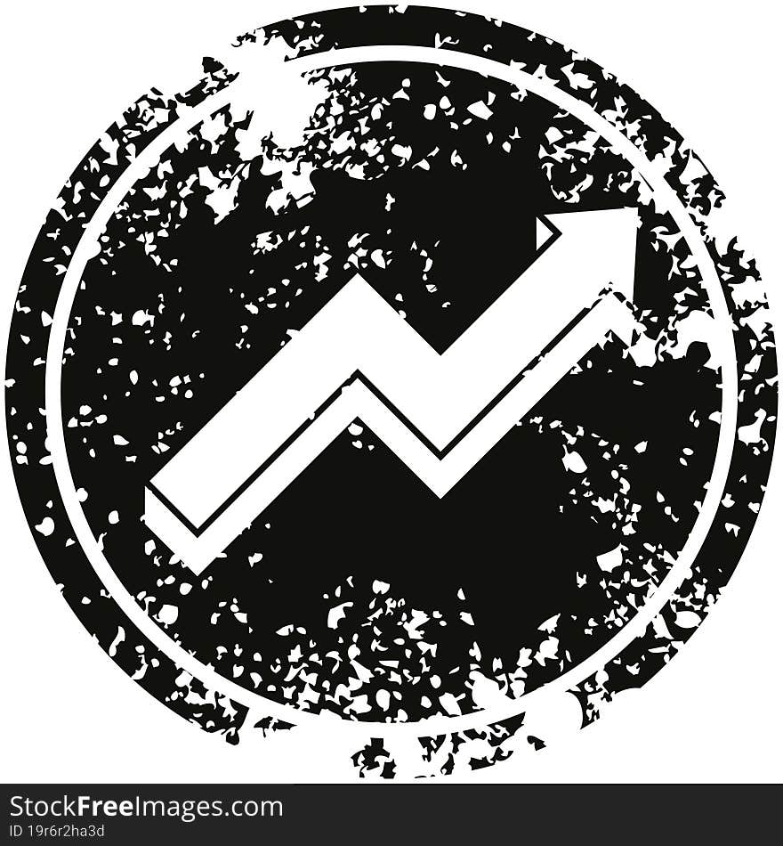 performance arrow graphic vector circular distressed symbol. performance arrow graphic vector circular distressed symbol