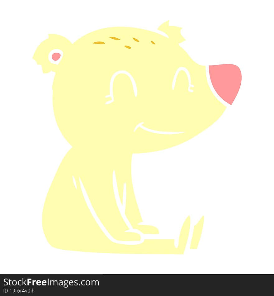 sitting bear flat color style cartoon