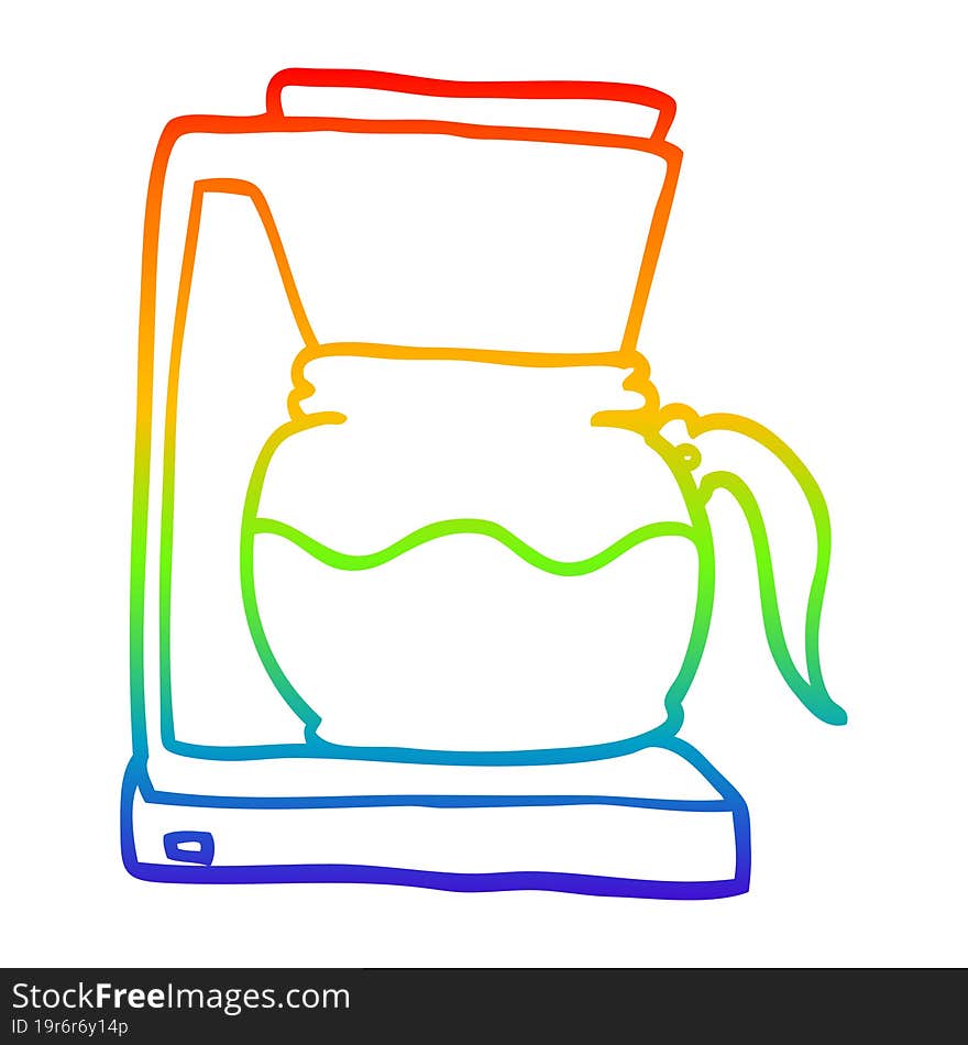 rainbow gradient line drawing cartoon coffee machine