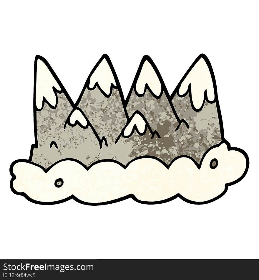 grunge textured illustration cartoon mountains