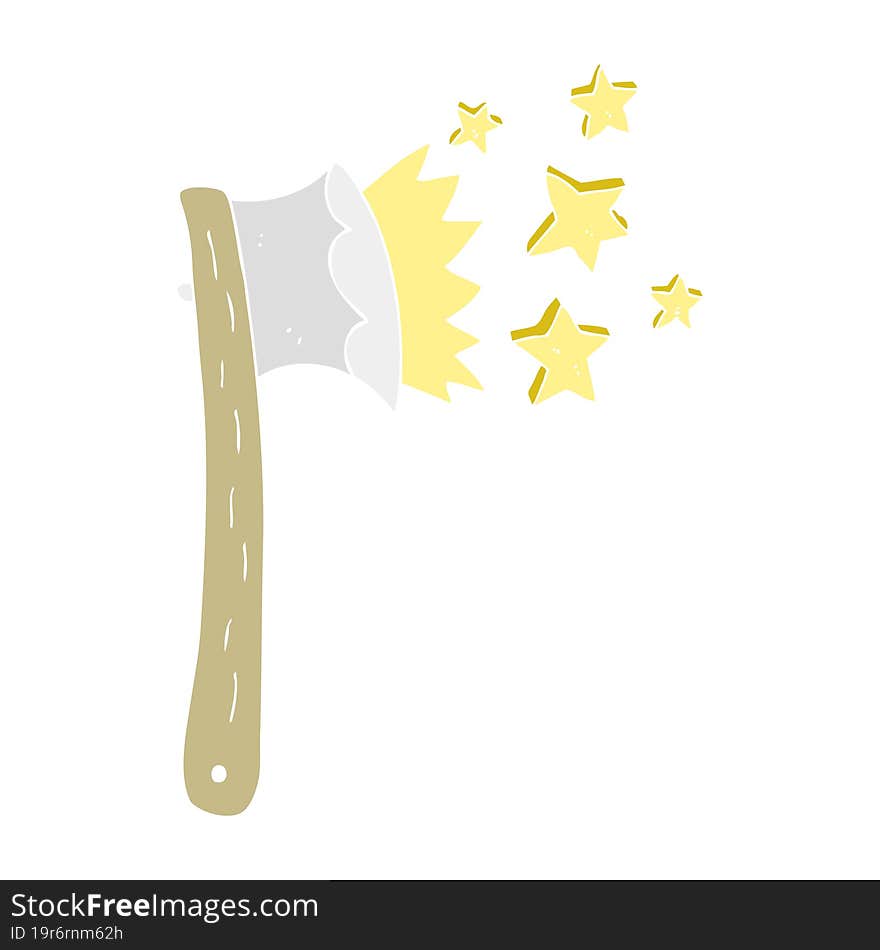 flat color illustration of a cartoon sharp axe