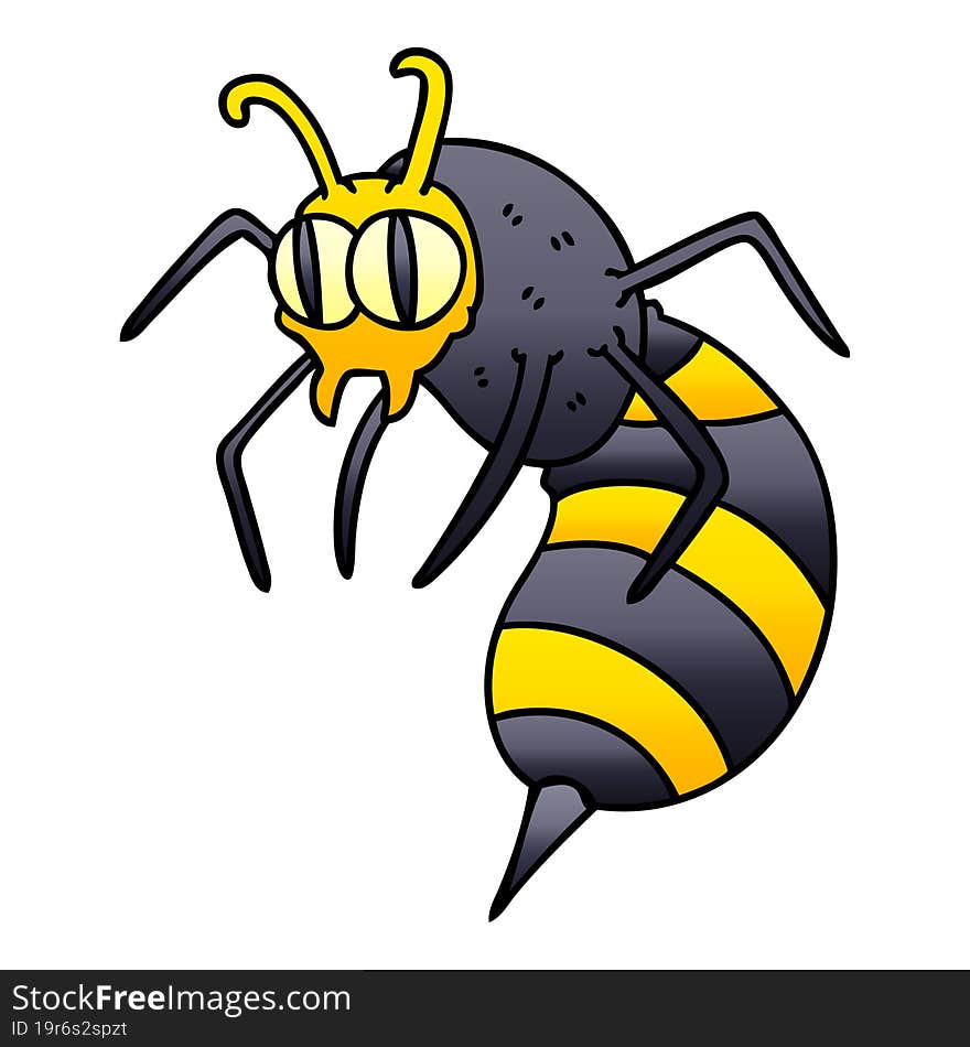 gradient shaded quirky cartoon wasp. gradient shaded quirky cartoon wasp