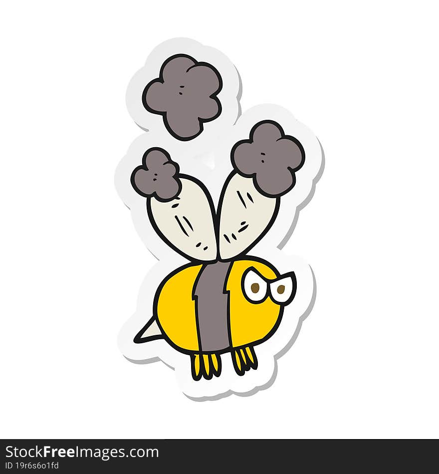 Sticker Of A Cartoon Angry Bee