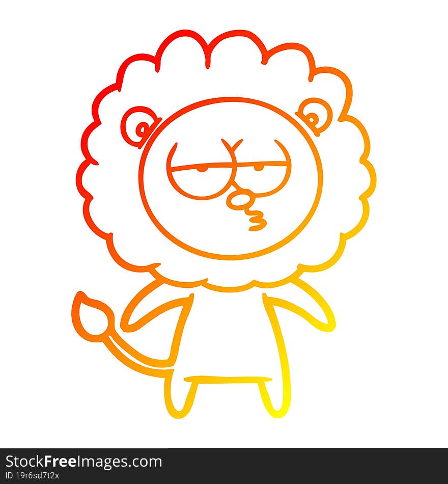 warm gradient line drawing cartoon bored lion