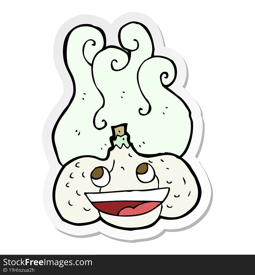 sticker of a cartoon happy garlic