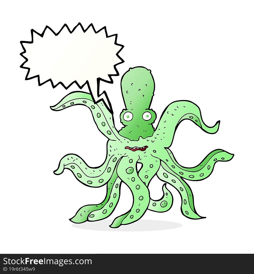 Cartoon Giant Octopus With Speech Bubble