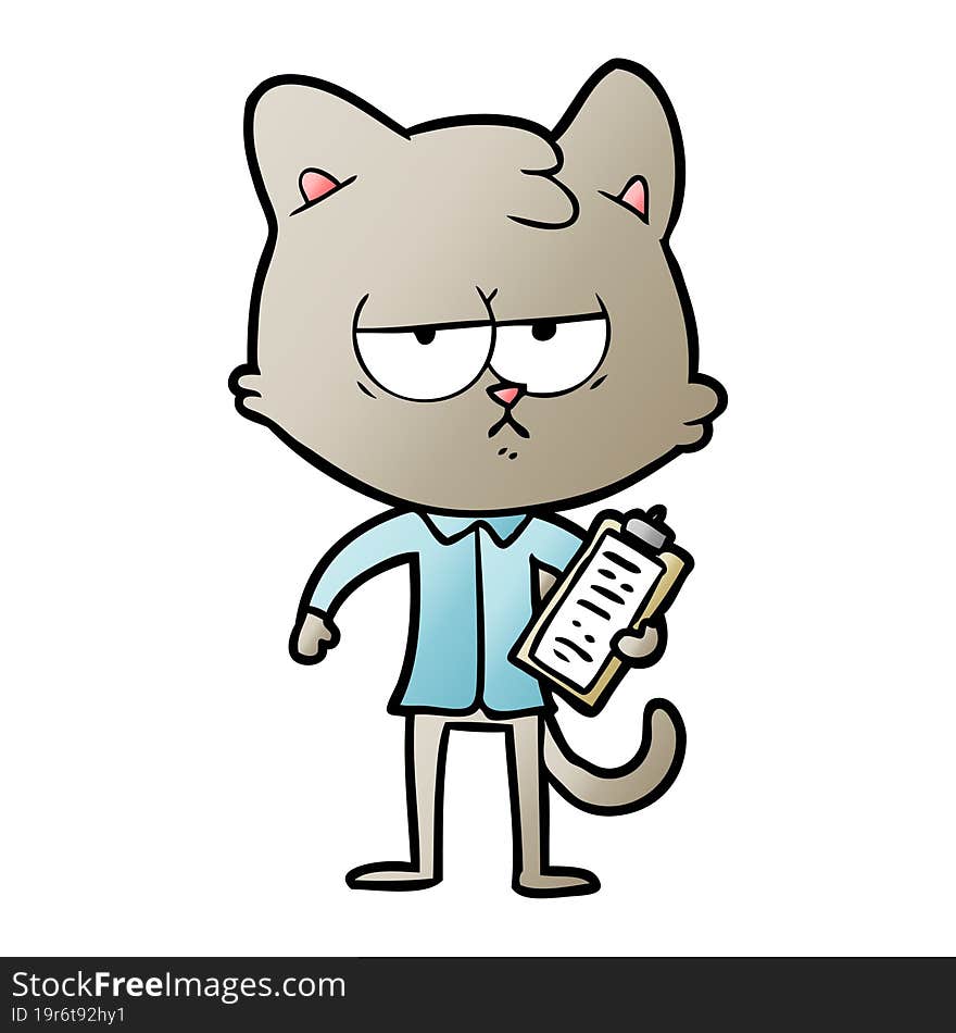 bored cartoon cat taking survey. bored cartoon cat taking survey