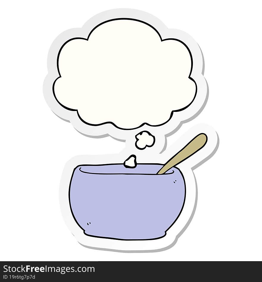 cartoon soup bowl and thought bubble as a printed sticker