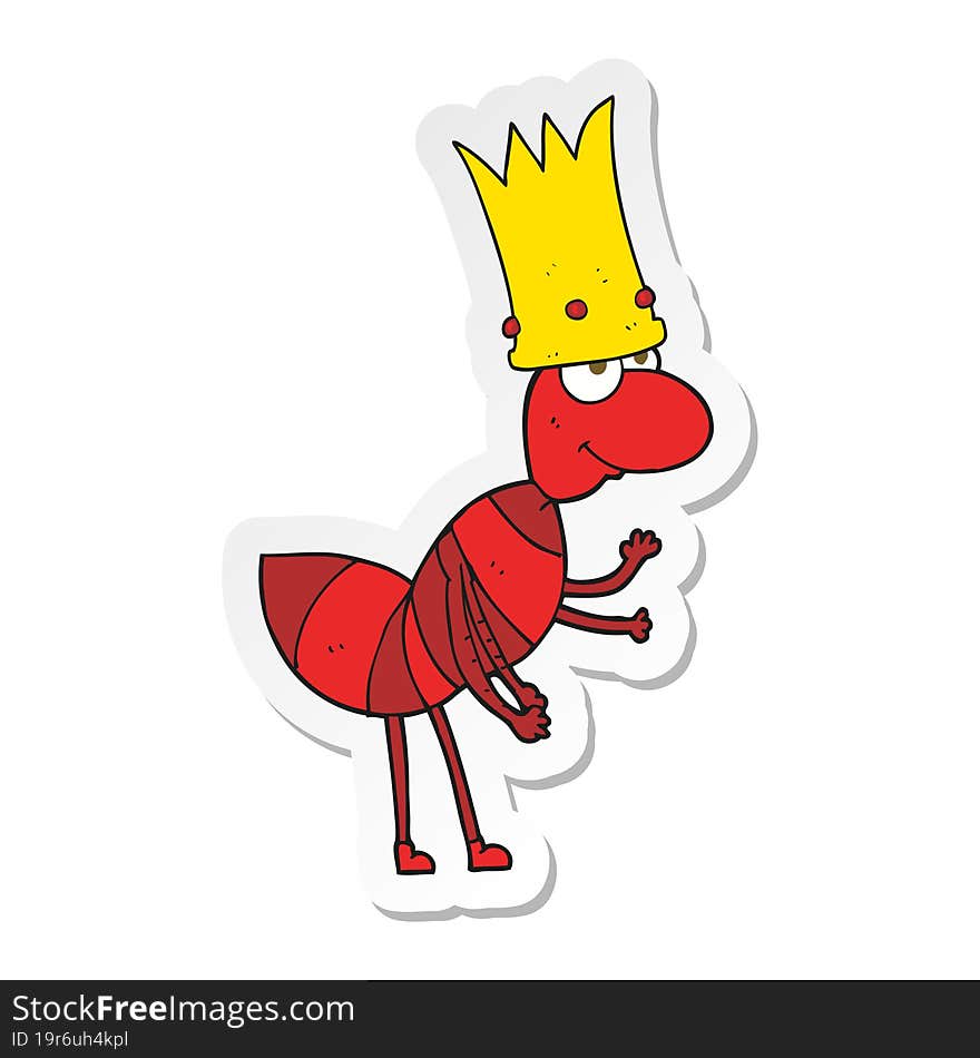 Sticker Of A Cartoon Ant Queen