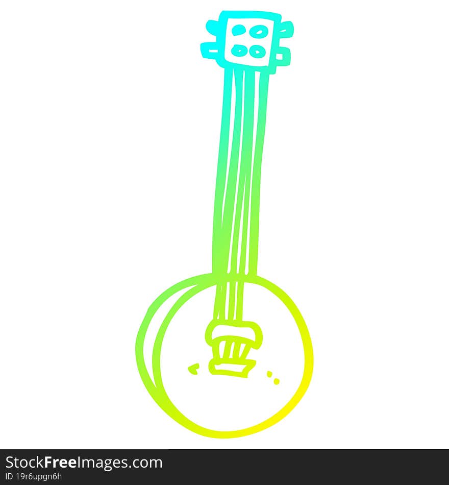 cold gradient line drawing cartoon old banjo