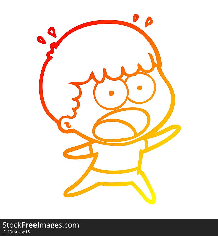 warm gradient line drawing cartoon shocked man