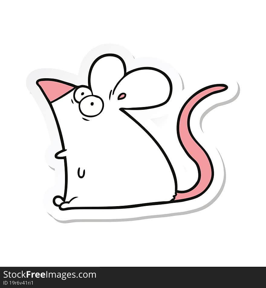 sticker of a cartoon frightened mouse