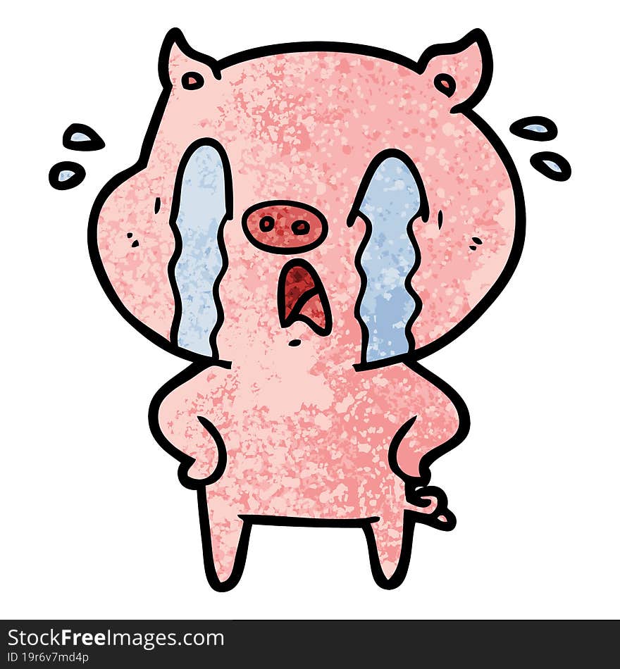 crying pig cartoon. crying pig cartoon