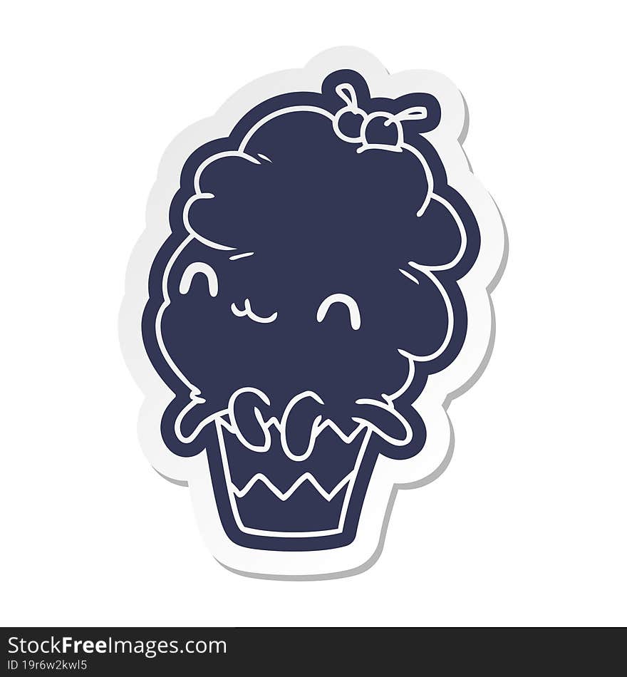 cartoon sticker kawaii octopus cupcake