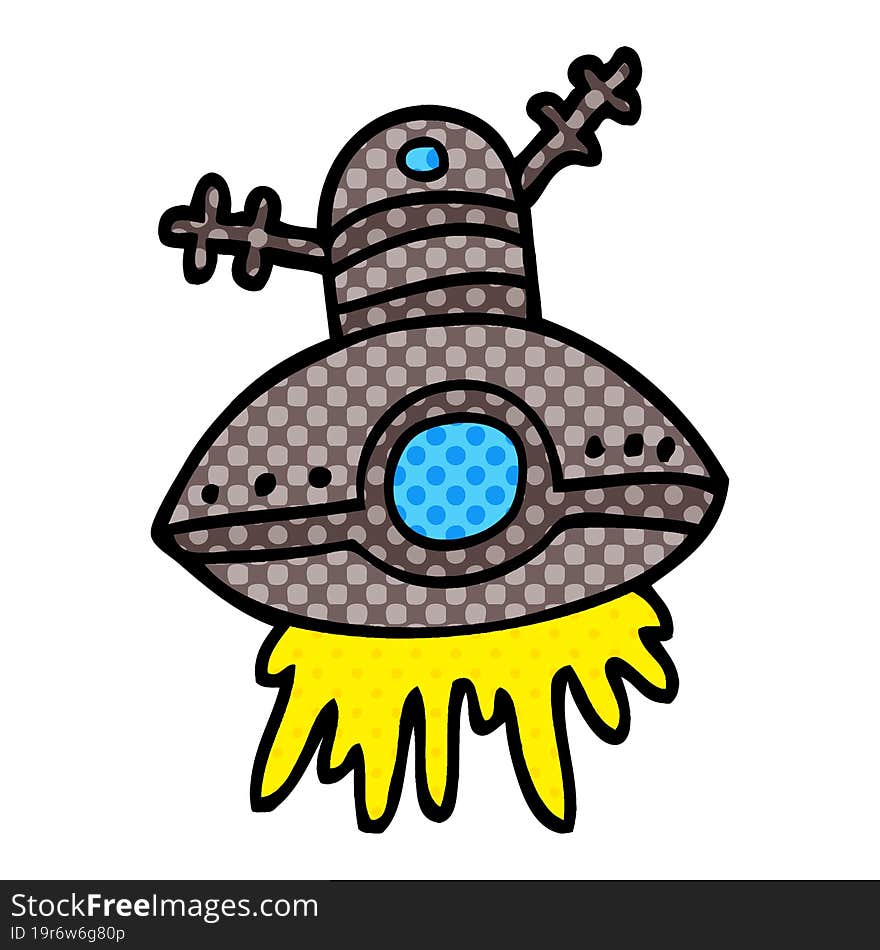 Cartoon Doodle Alien Spaceship