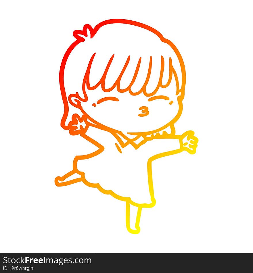 warm gradient line drawing of a cartoon woman