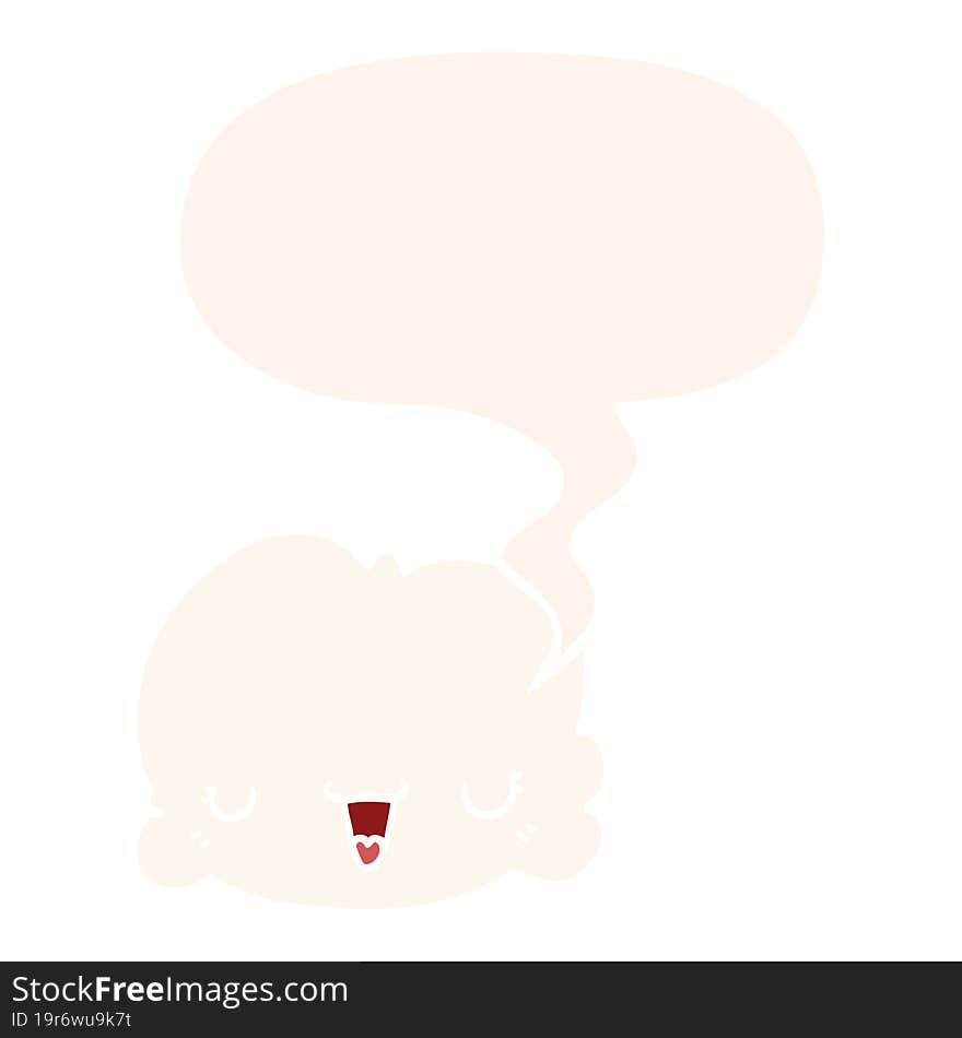 cute cartoon cloud and speech bubble in retro style