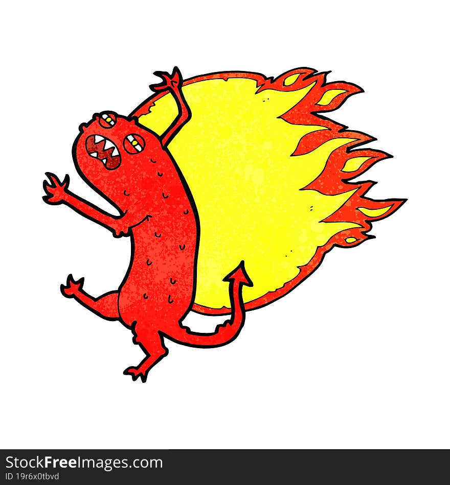 cartoon monster on fire