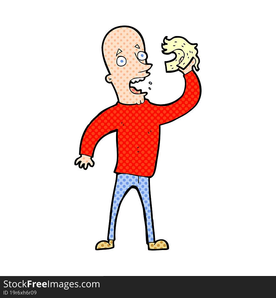 cartoon bald man with wig