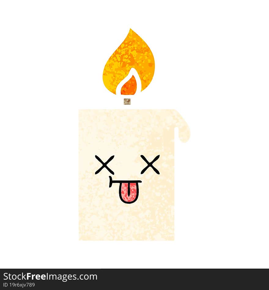 retro illustration style cartoon lit candle