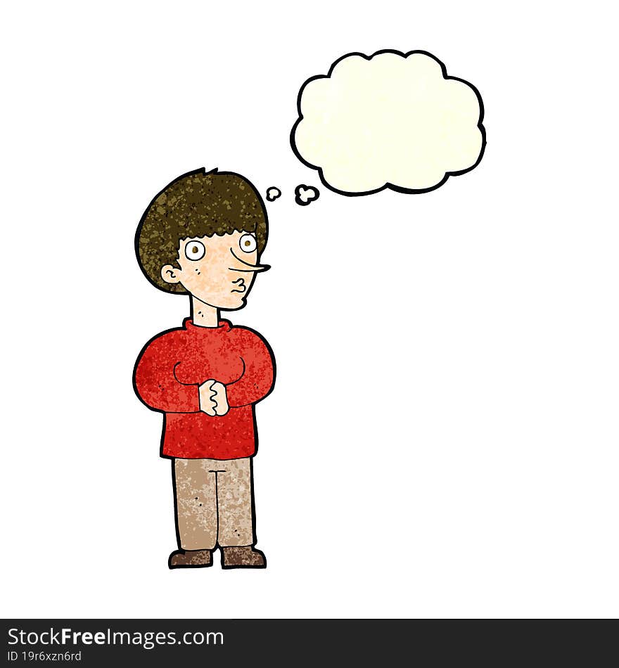 Cartoon Nervous Man With Thought Bubble