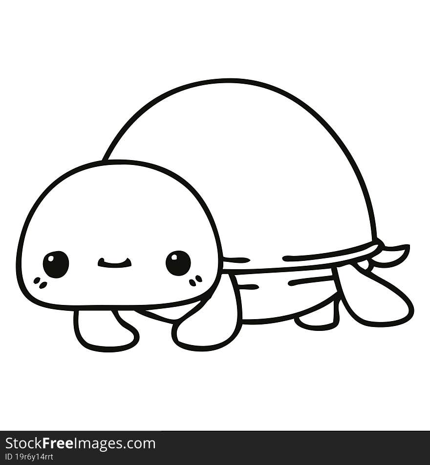 quirky line drawing cartoon turtle