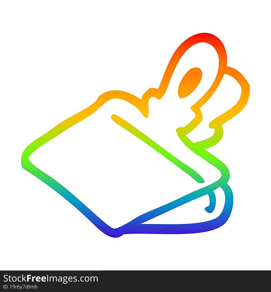 rainbow gradient line drawing of a cartoon paper clip