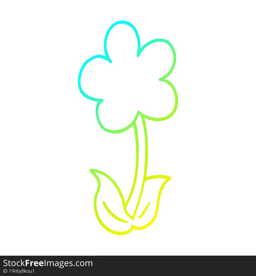 Cold Gradient Line Drawing Cute Cartoon Flower