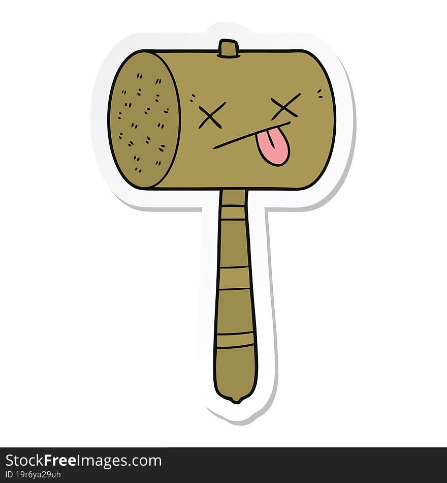 sticker of a cartoon mallet