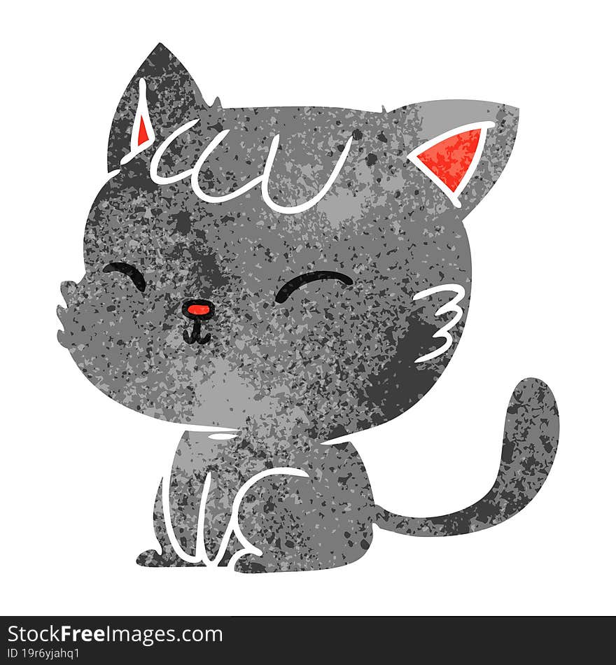 retro cartoon of cute kawaii cat