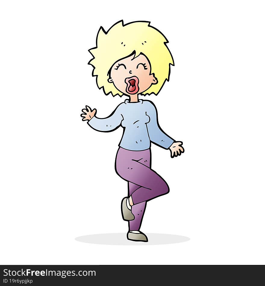 cartoon woman dancing