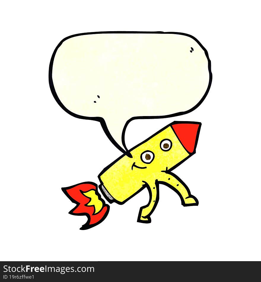 Cartoon Happy Rocket With Thought Bubble