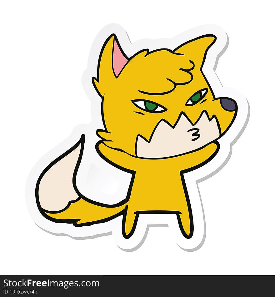 Sticker Of A Clever Cartoon Fox