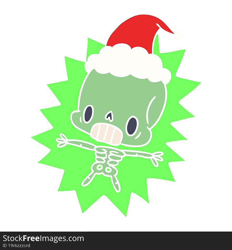 hand drawn christmas cartoon of kawaii skeleton