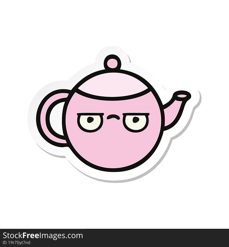 sticker of a cute cartoon teapot